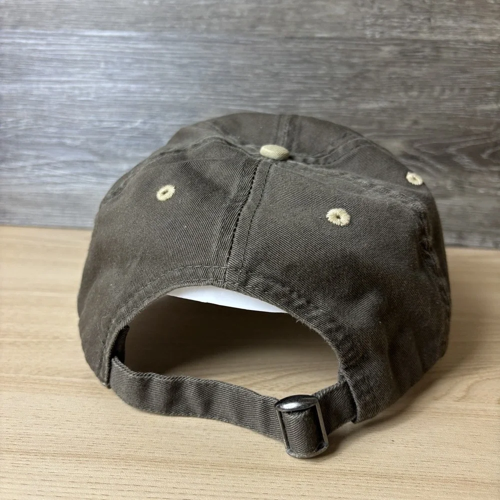 John Deere Hat Cap Strap Back Brown Canvas Patch Embroidered Mens One Size